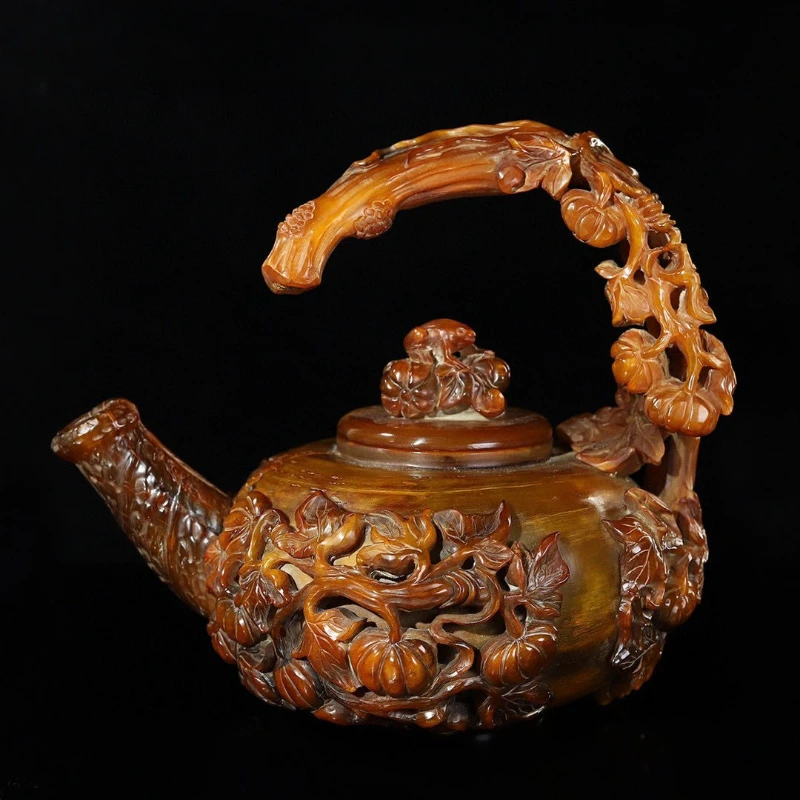 Horn carving wine jug ornament home collection gift