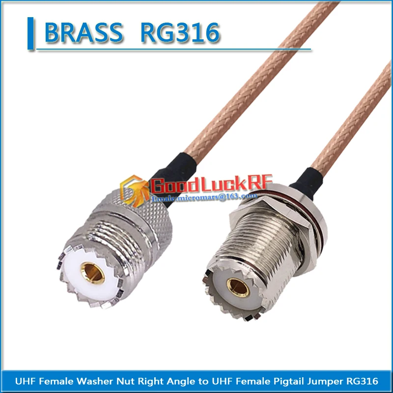 

Dual PL259 SO239 PL-259 SO-239 UHF Female waterproof Bulkhead Washer Nut to UHF Female Pigtail Jumper RG316 extend Cable