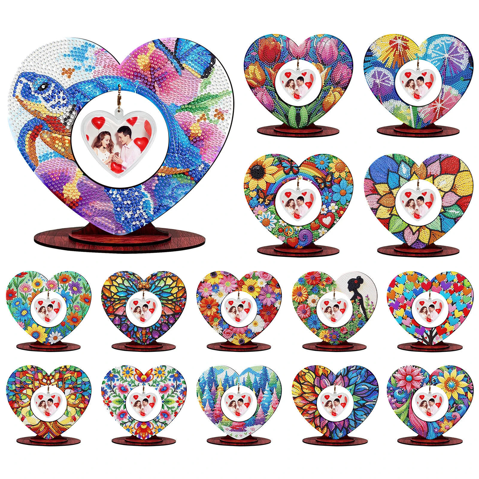 

2D Flat Print DIY Wooden Desktop Diamond Art Kits Diamond Painting Desktop Ornaments Kit for Adults Home Office Table Decor