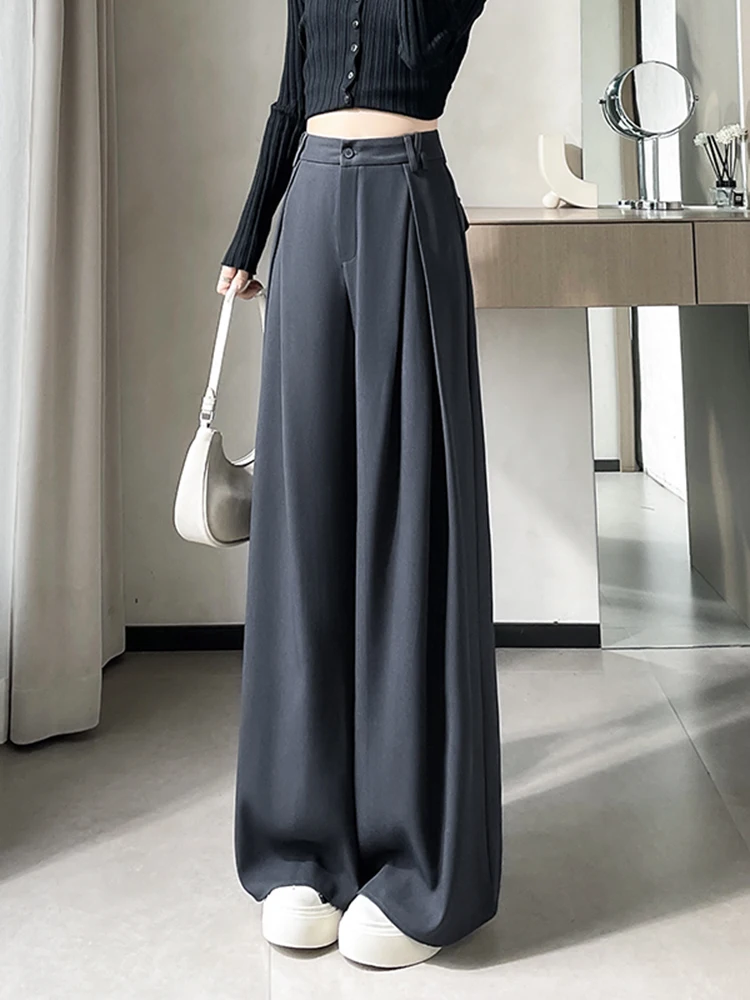 

Ele High Waist Wide Leg Pants Women's ey Drapey Slimming Suit Trousers Spring 2026 New Sle Ci Walk Casual Pants