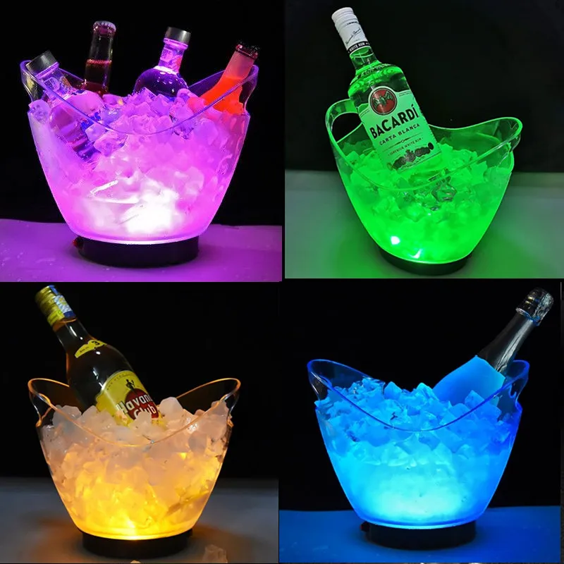 8L Ice Bucket Beer Champagne Wine Cooler Tub Bucket Container Color Changing Ice Holder for Bars Nightclubs Beverage Drinks