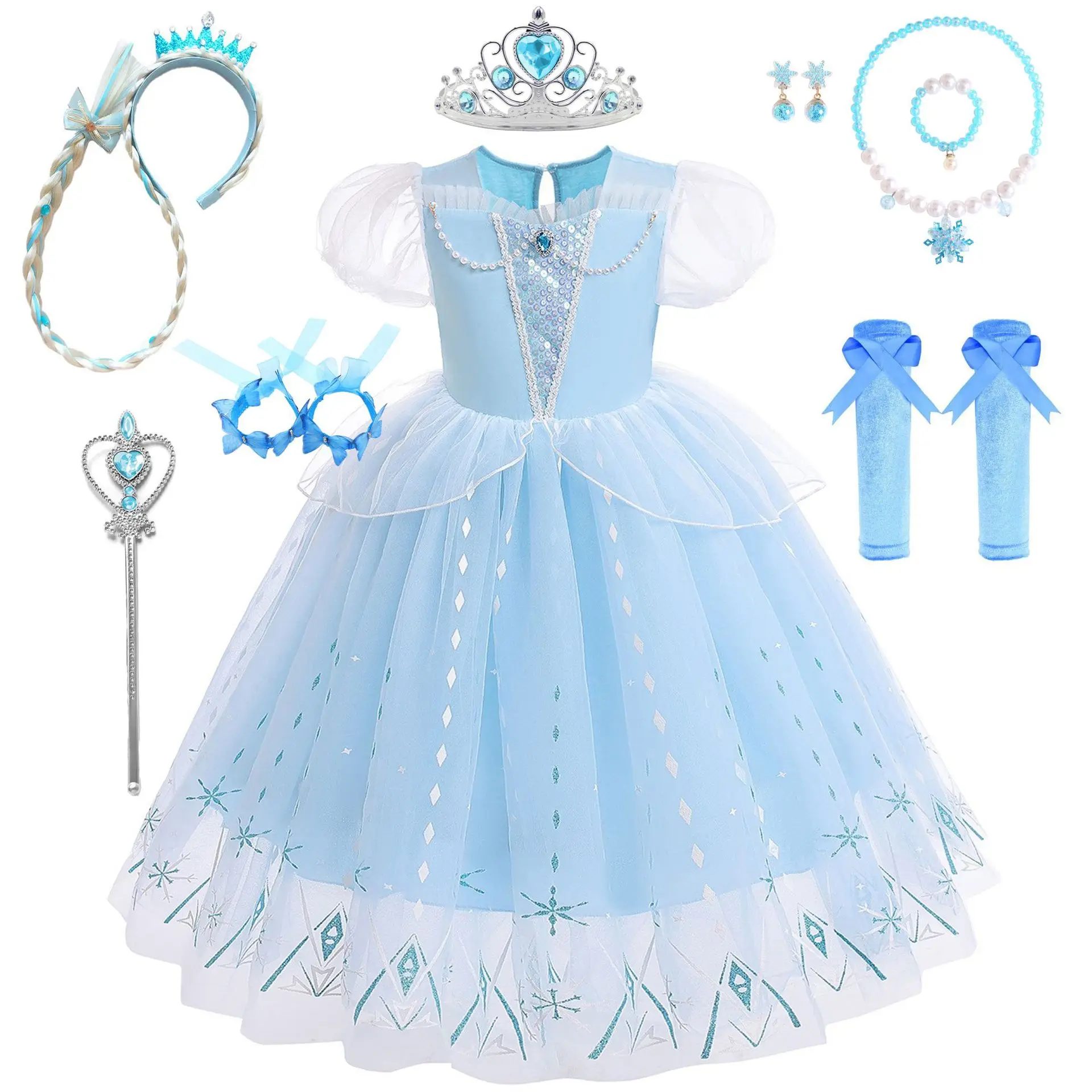 

HXCMall Little Girls Movie Cinderella Princess Blue Butterfly Cosplay Halloween Fancy Easter Dress