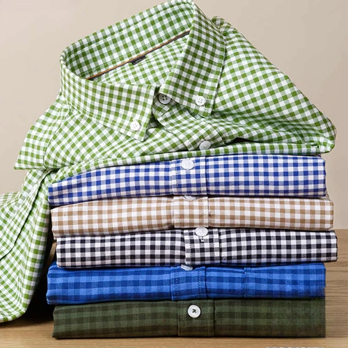 Imagen 2 del producto Camisas a cuadros populares korena de moda 100% algodón de alta calidad para hombre, camisa informal formal ajustada, tendencias, ropa de oficina elegante