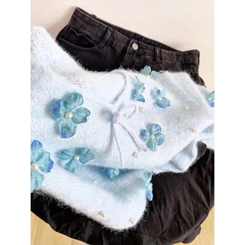 V-Ne Knitted Open Cardigan Women's Loose Slimming Sweater Outerwear Autumn 2025 New Sle Commute Sle Pure Color