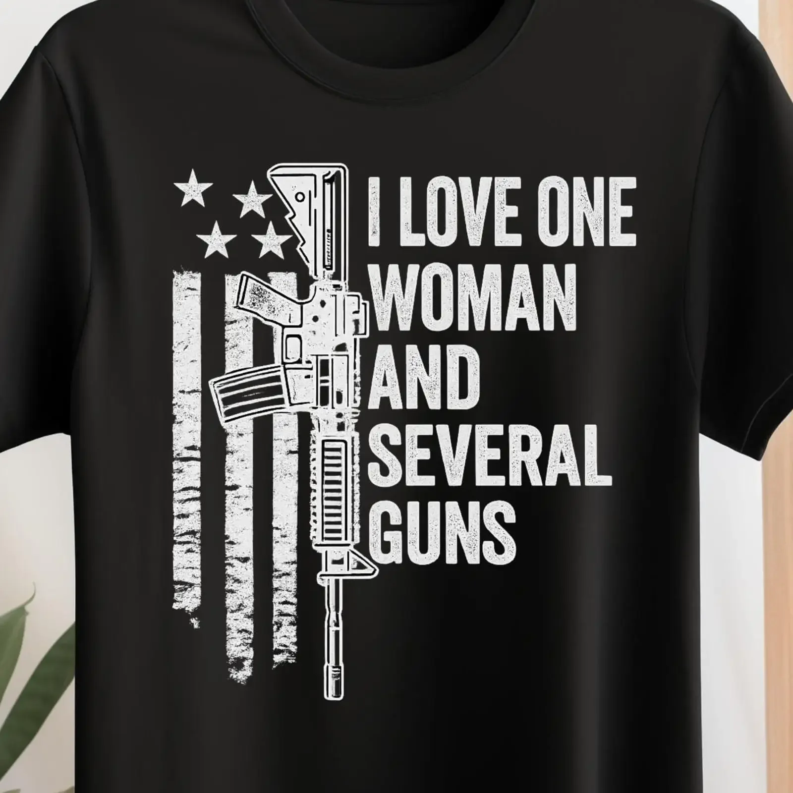 I Love One Woman Several Guns T Shirt Patriotic American Flag Husband  vintage Washed Unisex Stylish designer clothes Stretched
