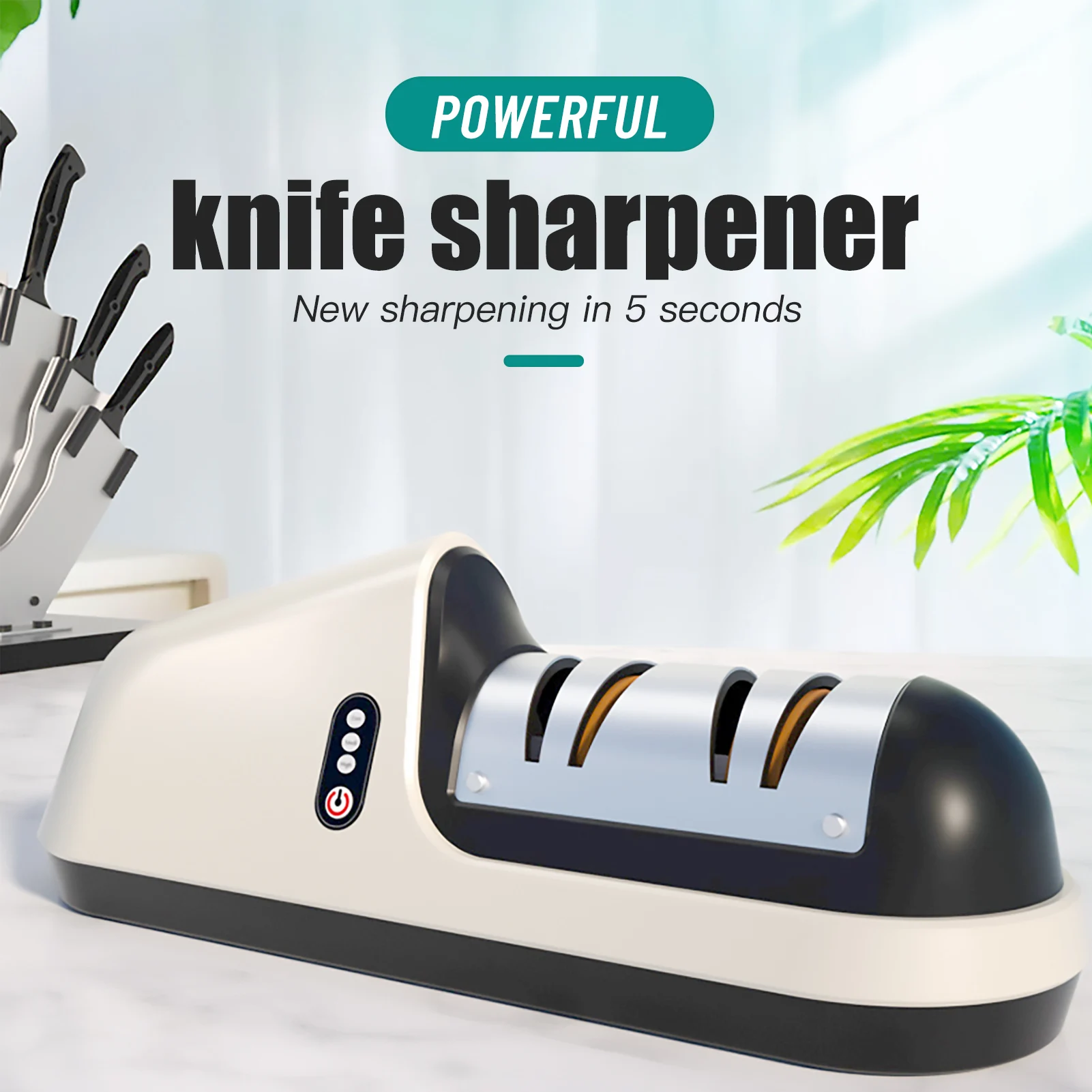 Electric Cutter Sharpener Rechargeable Quick Sharpening 2 Stage 3 Levels Adjustable Scissor Sharpener for Kitchen