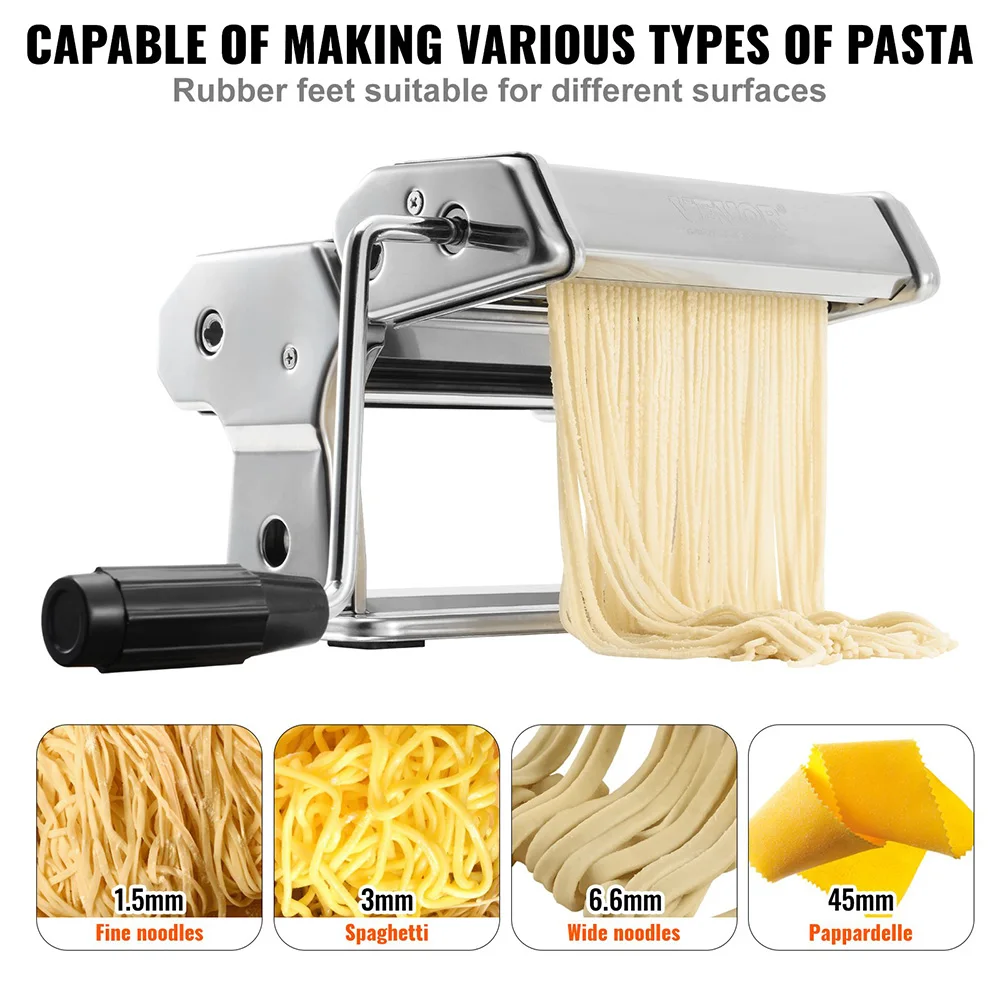 Pasta Maker Machine, Stainless Steel Thickness Settings Noodles Maker, Manual Hand Press, Pasta Making Kitchen Tool Kit