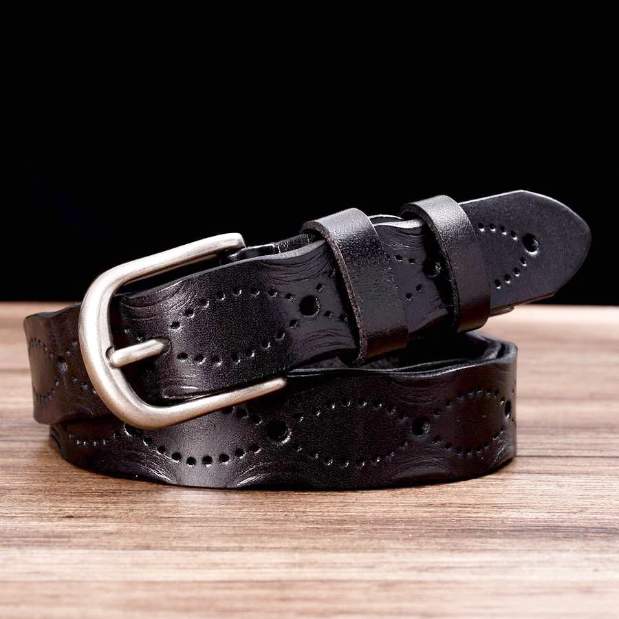 Women Leather Belts Genuine Leather Female Luxury Brand Waistband New Strap Width:2.8cm Length:100-110cm Black/Red-brown Color
