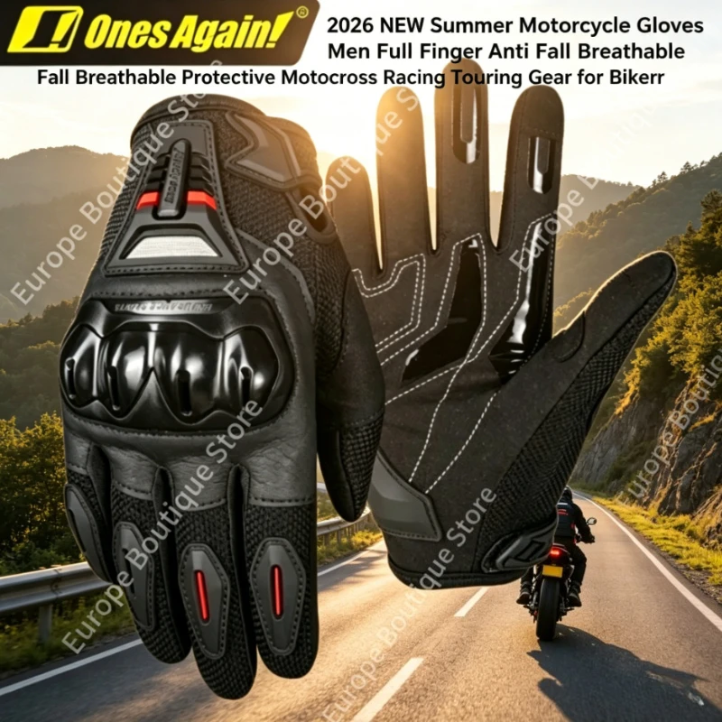 

2026 New Summer Motorcycle Gloves Full Finger Anti Fall Breathable Protective Motocross Racing Touring Gear for Bikers Men
