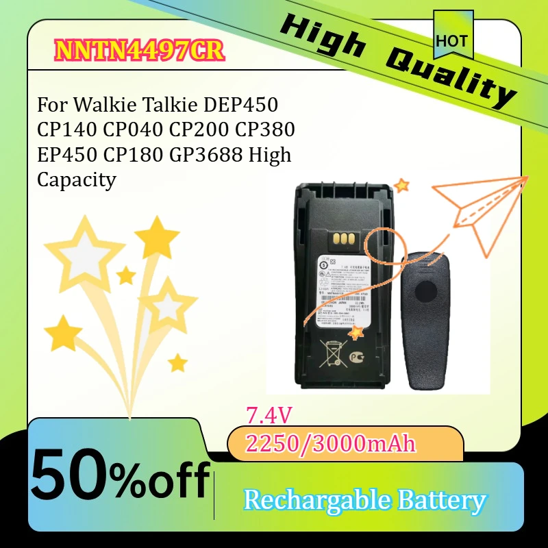NNTN4497CR 7.4V 2250/3000mAh Type-C  Walkie Talkie Battery for Motorola CP200 PR400 EP450 DEP450 CP140 CP160 CP180 CP250 GP3688