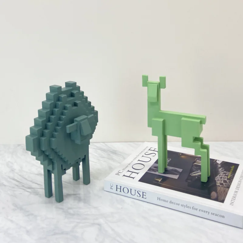 

Creative pixel Mianyang statue ornament, modern Simple geometric sheep sculpture ornament, home living room desktop decoration