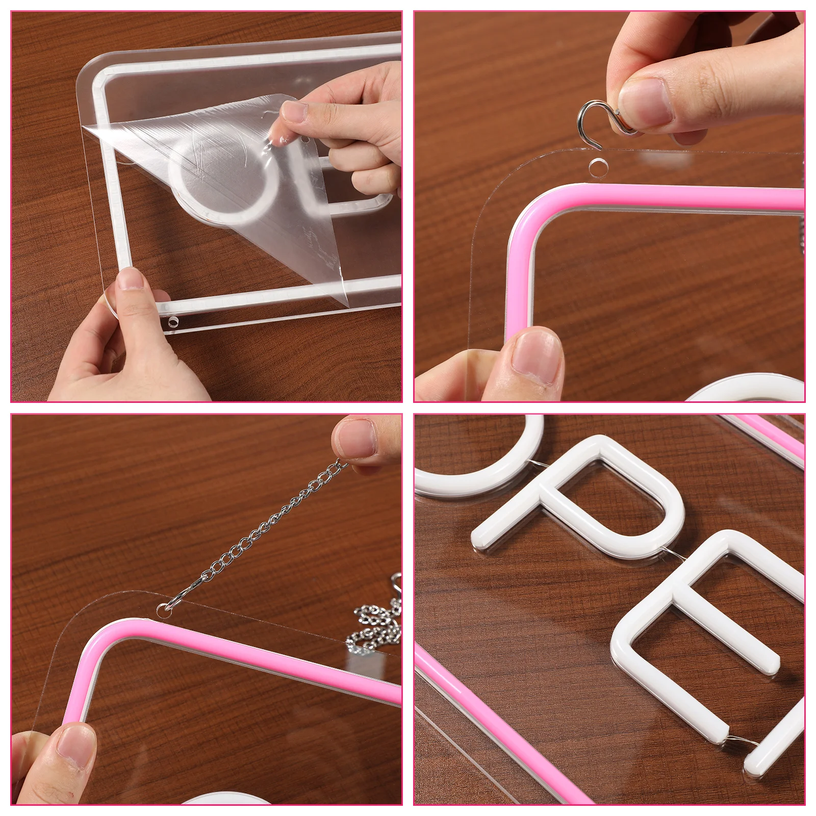 1Set Decorative LED Open Sign High Visibility Illuminated Commercial Door Sign for Business Window Wall Display with Dimmer