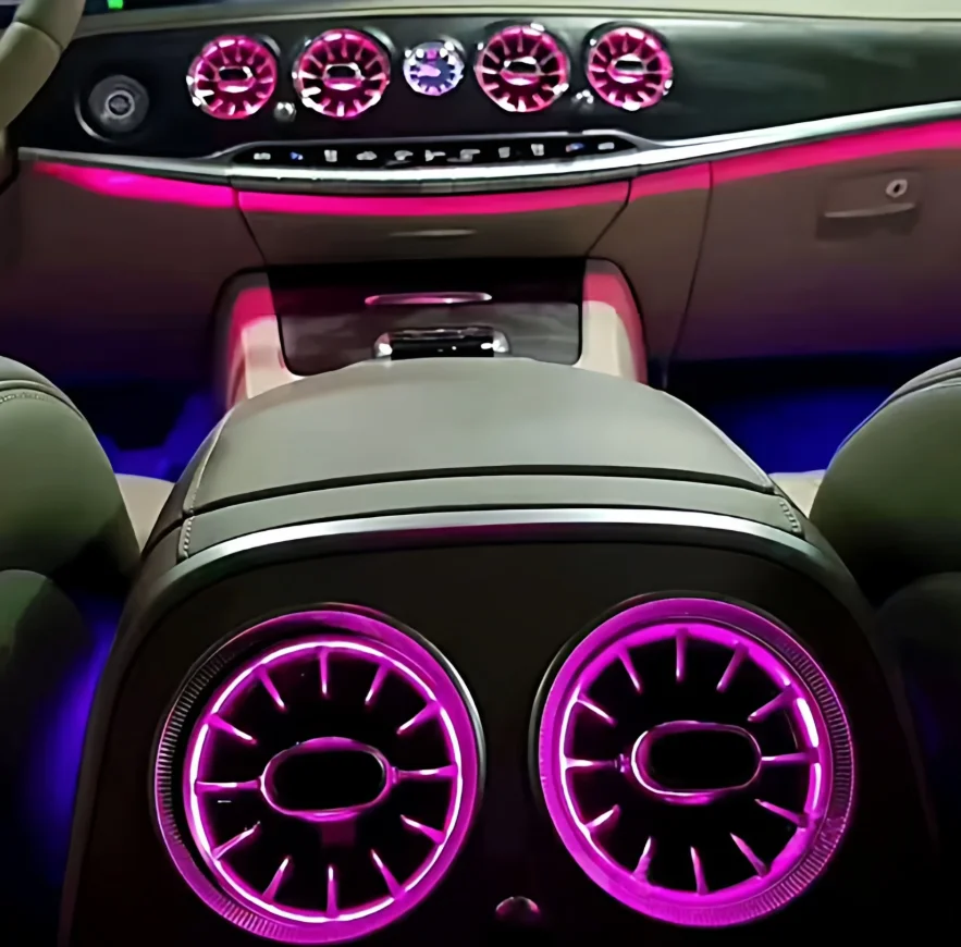 7/64 Color LED Turbo Air Conditioning Vent 4 D Rotary Speaker Ambient Light For Mercedes-Benz S-Class W222 S320 S350 S400 S450