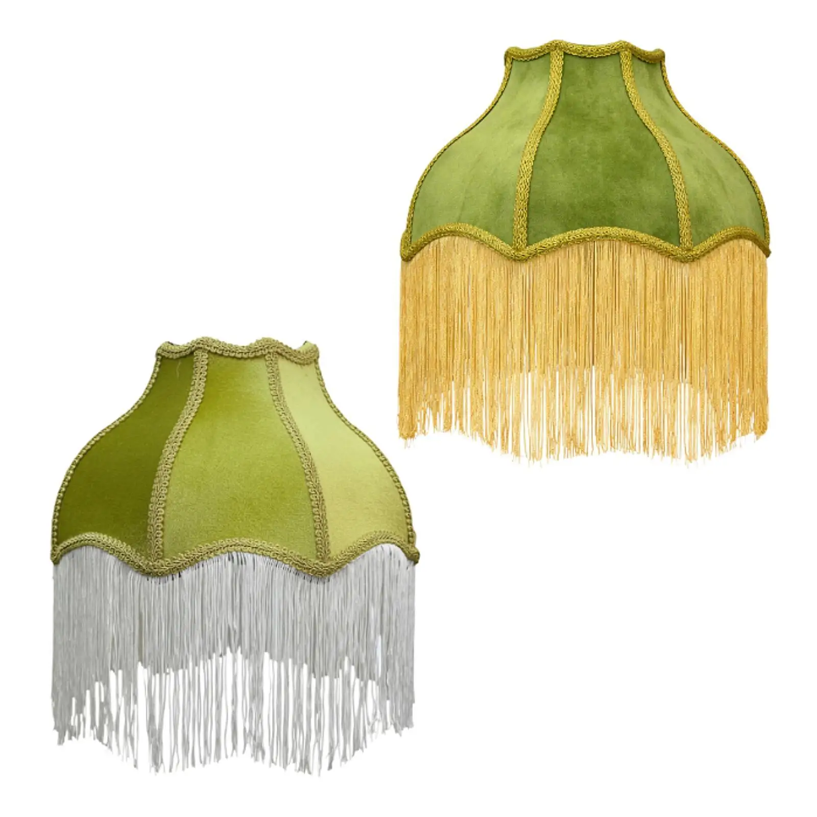Decorative Victorian Tassel Lamp Shade Velvet Scallop Table Lamp Cover for Living Room Hotel E