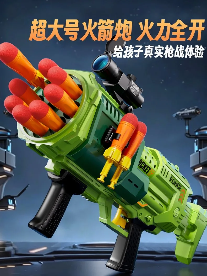 5-14 Years Boys Toy Gift - Simulated RPG Rocket Launcher with Continuous Soft Darts