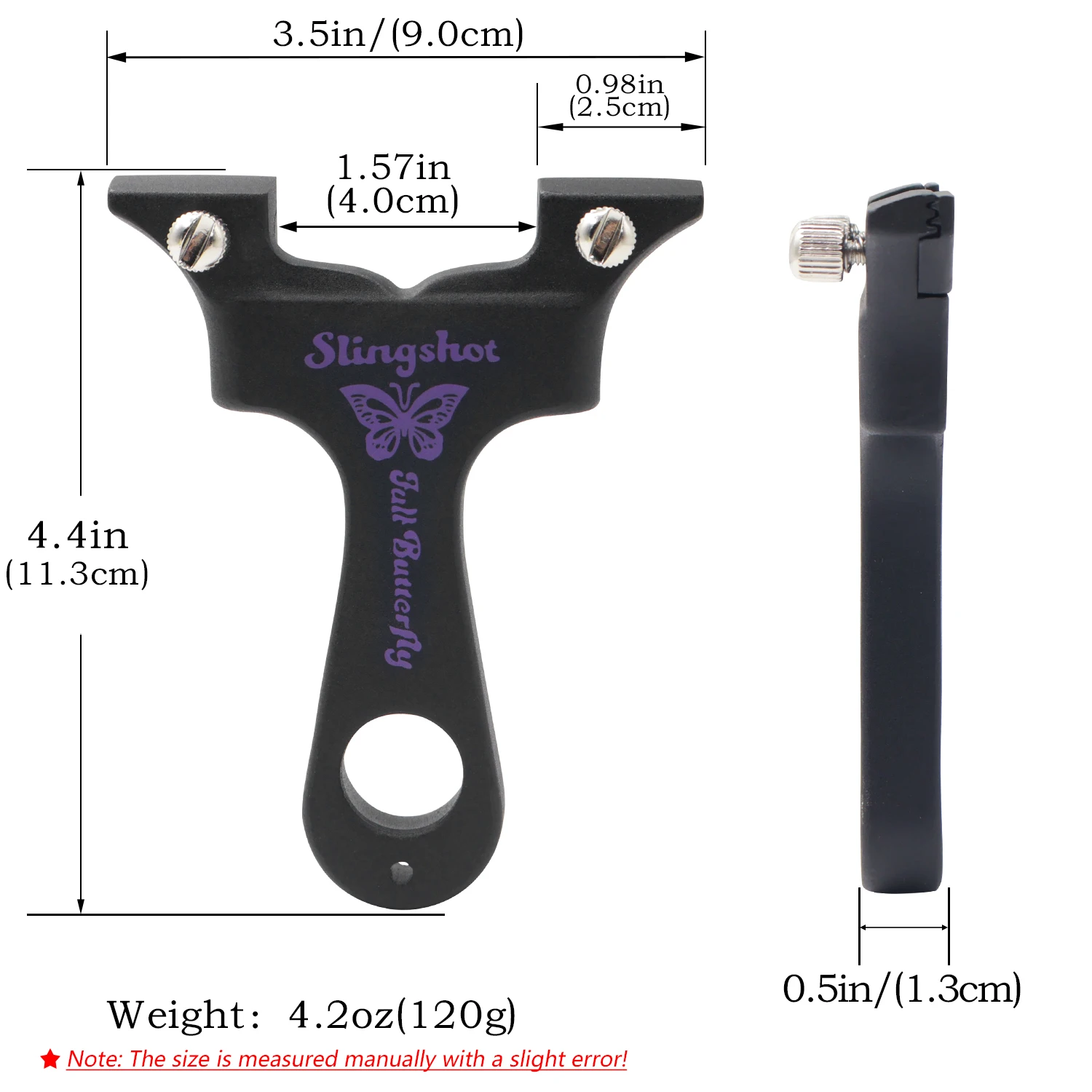 Aluminum Alloy Black Y-Shaped Slingshot Flat Top Clamp Purple Butterfly Finger Ring Outdoor Practice