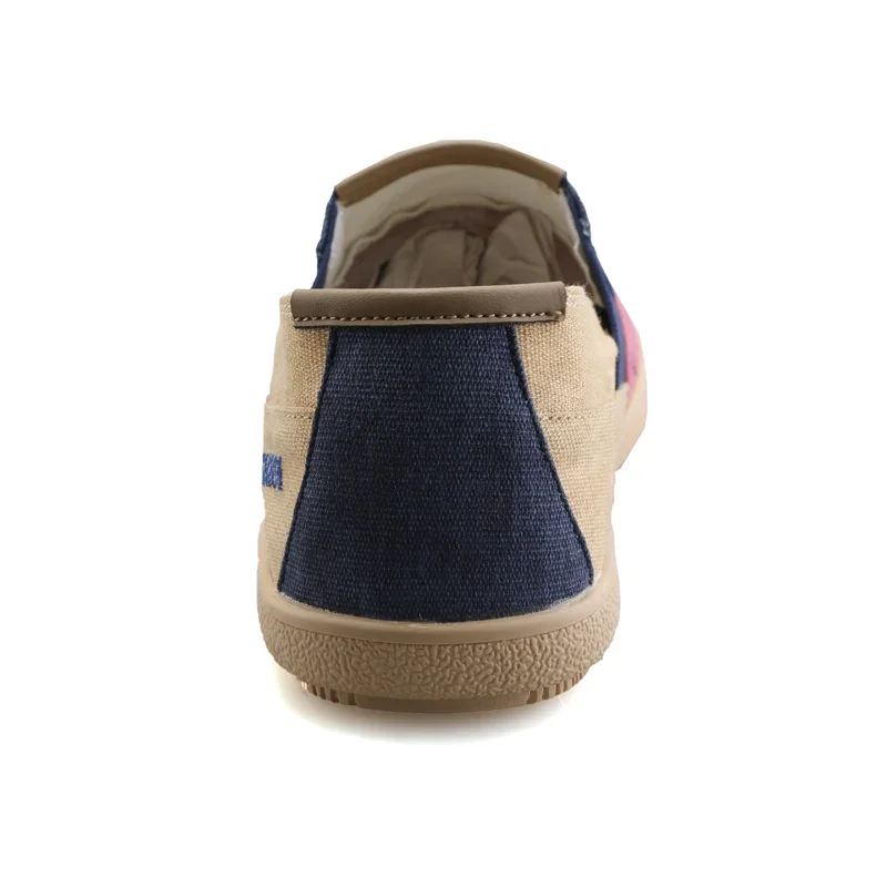Men Splicing Colorblock Canvas Slip-on Casual Shoes Breathable Flat Fisherman Loafers Lightweight Lazy Walking Shoes Big Size