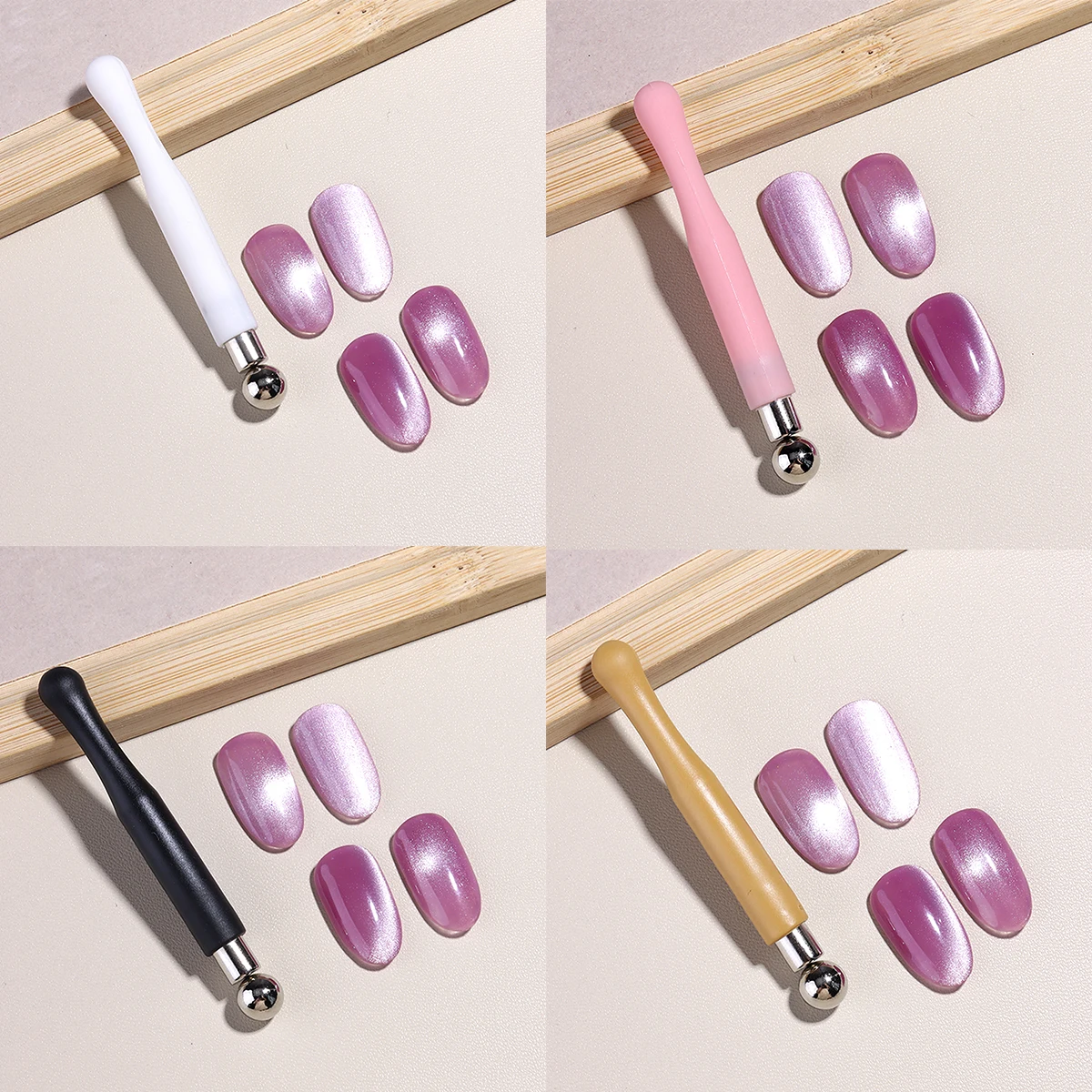 Nail Art Fancy Glass Bead French Cylindrical Sphere Cat Eye Multi-Functional Nail Polish Gel with Strong Magnet Nail Magnet Tool