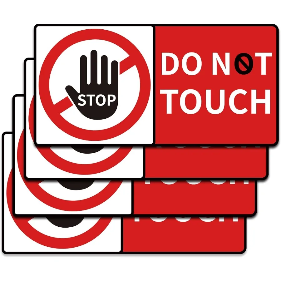 

4 PCS Do Not Touch Warning StirsSelf Adhesive Peel and Stick Vinyl Decal Do Not Use Hand Sign for Wall Cars Laptops Glass Tooox