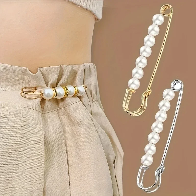 2pcs Brooch Anti-exposure Waistband Fixing Buckle Anti-pearl Safety Pin Multifunction Brooches for Women Waist Buckle