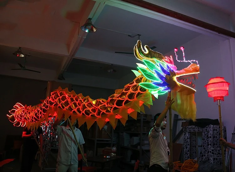 Super Light Emitting Diode Lighting Dragon Dance Equipment Traditional Chinese Kung Fu Style Dance Costume Gala Performance