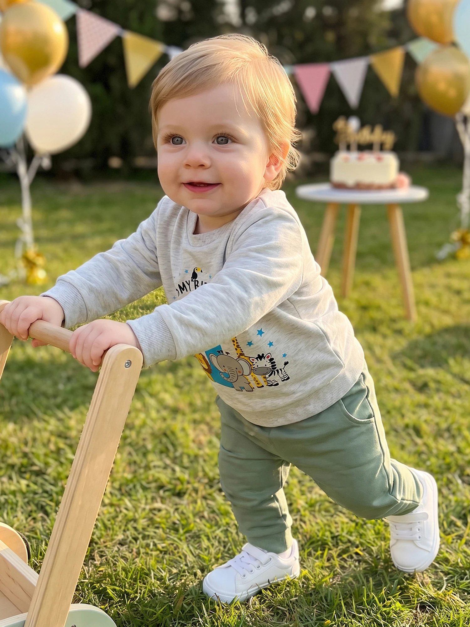 Neck Birthday Baby Boy First Outfit Birthday Outfit Crew First Birthday Outfit Pants-2 Pcs Outfit Crew Neck Professional