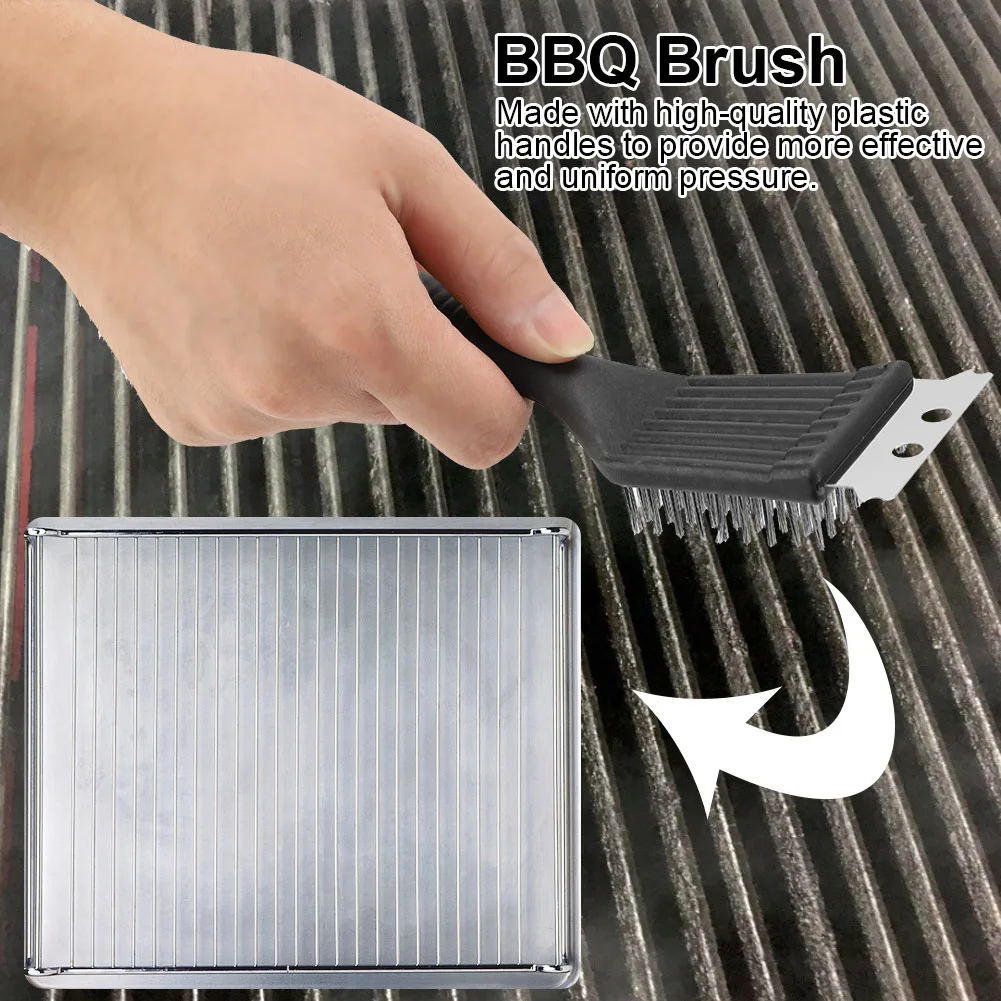 Cepillo de parrilla Extra fuerte, limpiador de barbacoa de cocina, cerdas de alambre seguras de acero inoxidable