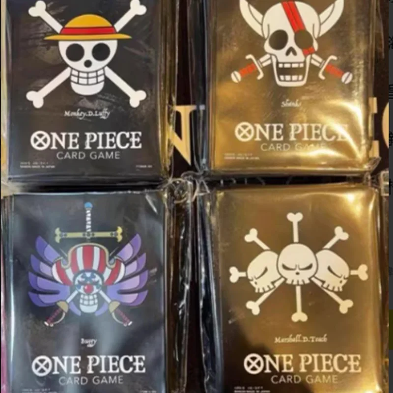 Bandai 70pcs One Piece Card Game Sleeves Blackbeard Pirates Theme with Buggy Shanks Emperor‘s Flag Card Protectors Gift Toys