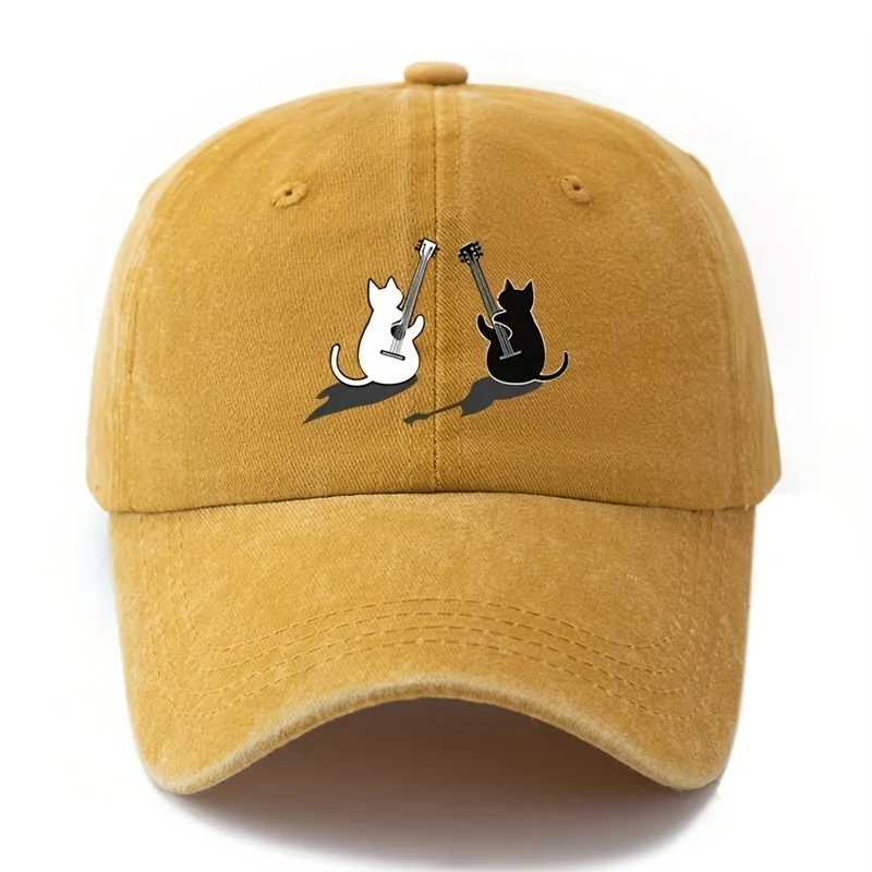 Baseballmütze mit Katzen-Gitarrenmuster, für Herren und Damen, Outdoor-Sonnenschutz, leicht, Entenzungenhut, Event, Festival, Geschenk
