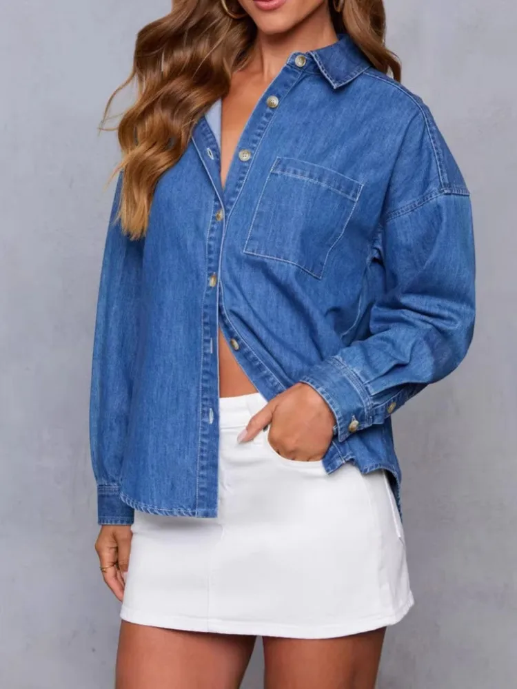 Blusas de Mezclilla para Mujer, Primavera-Verano 2026, Blusa de Manga Larga, Camisa Elegante para Oficina, Blusa de Trabajo, Blusas Mujer de Moda
