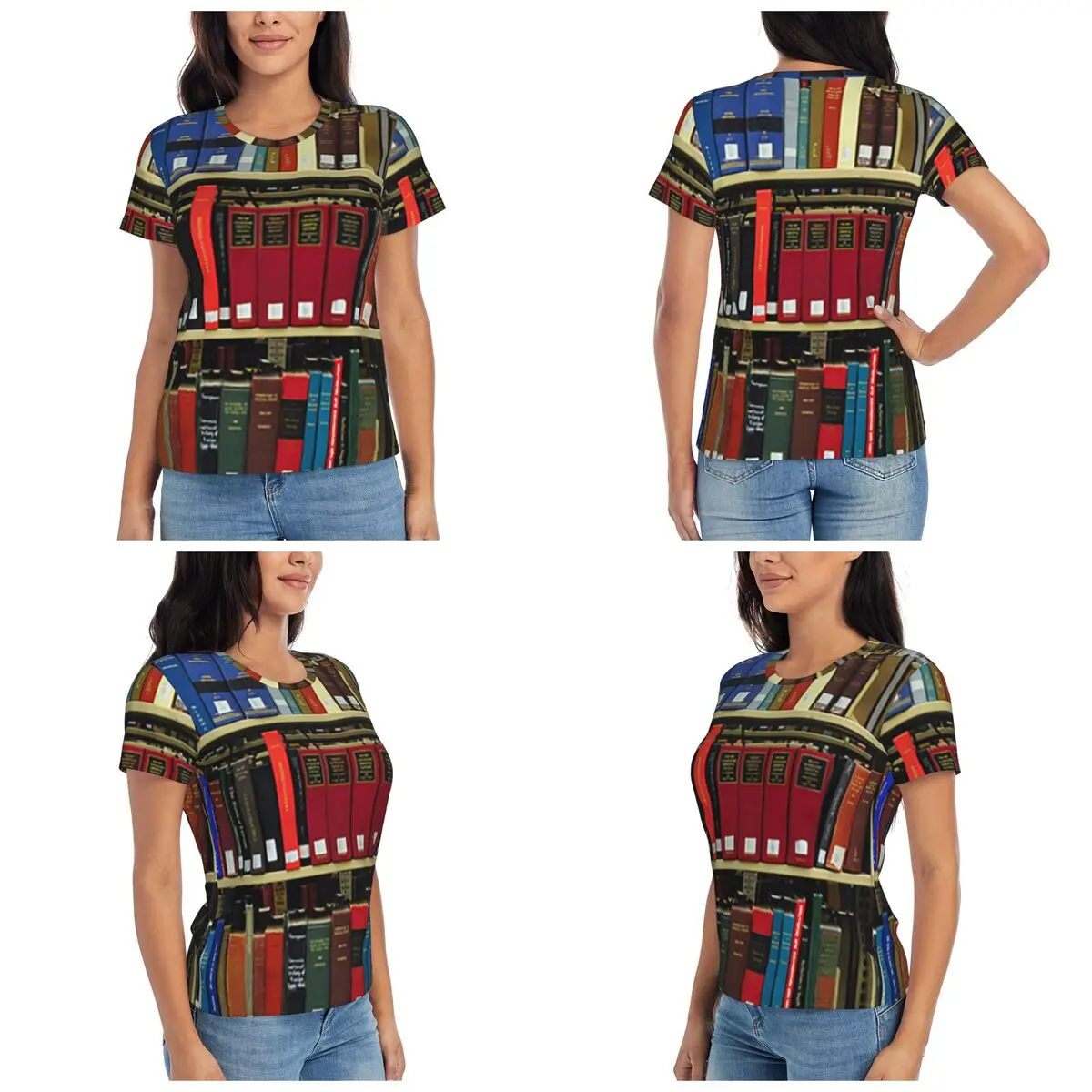Education Library Book T-Shirt Women Short Sleeve T Shirts O-Neck Streetwear Cotton Summer Tees Streetwear