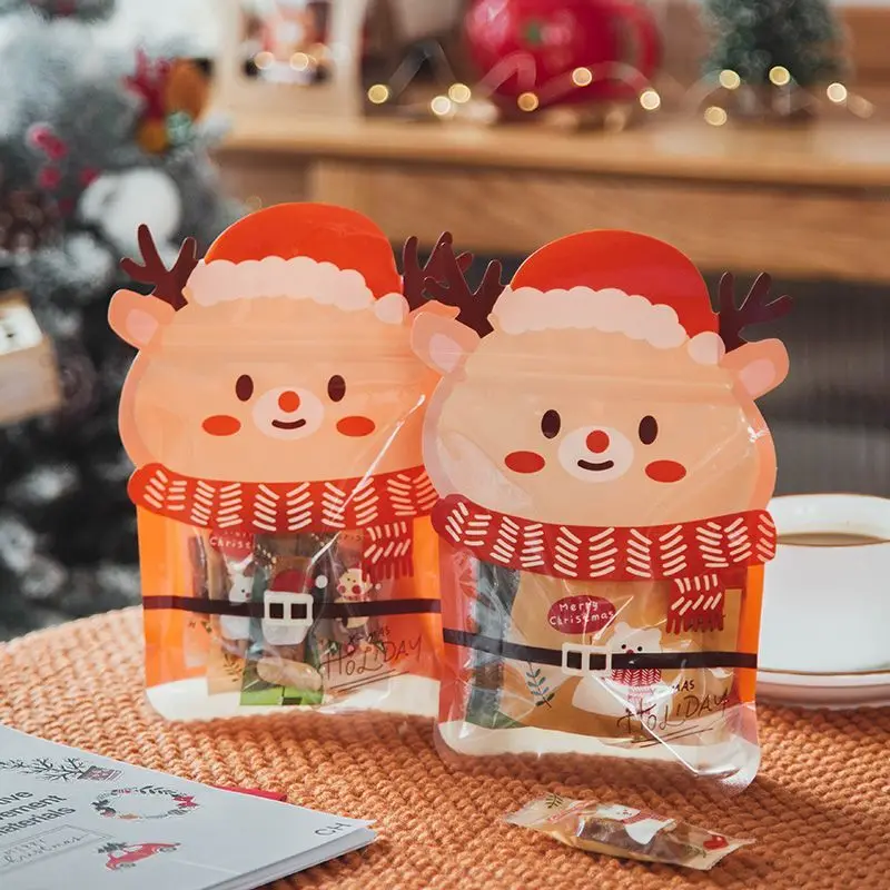 20/10PCS Weihnachten Geschenk Taschen Halloween Süßigkeiten Verpackung Für Kekse Cookies Schokolade Weihnachten Festival Party Wiederverwendbare Druckverschlussbeutel – Detail 10