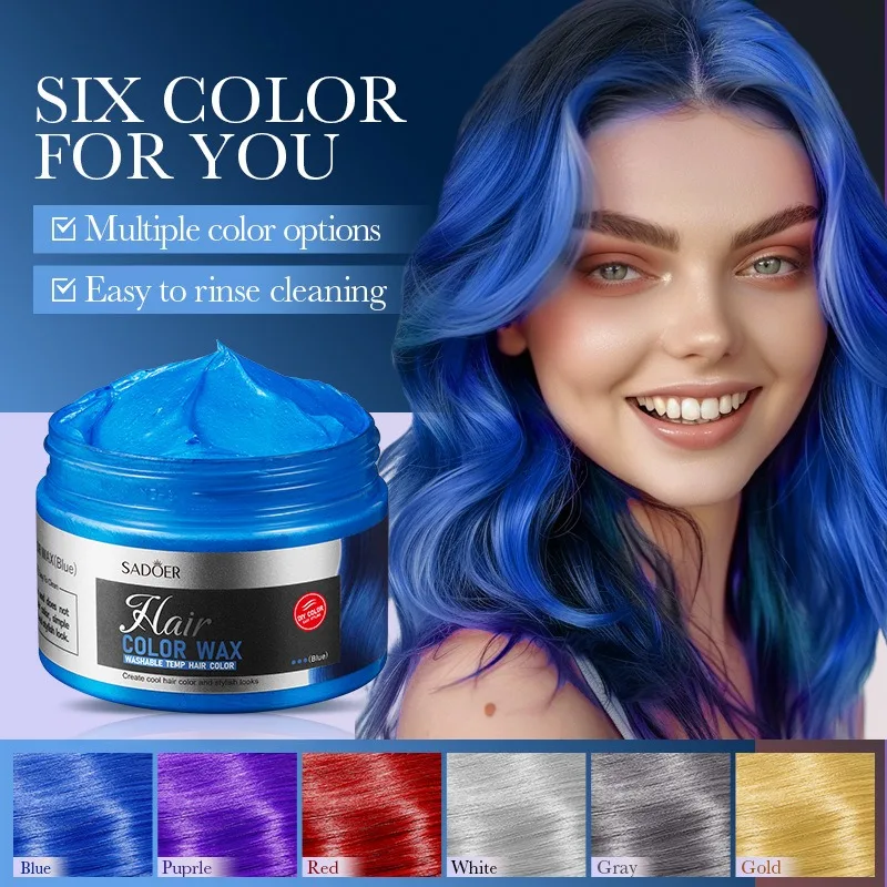 Cera de Color temporal para el cabello, 6 colores, Unisex, una sola vez, Color de cabello, Gel, pasta de moldeo, tinte en crema, coloración del cabello, estilismo, barro DIY