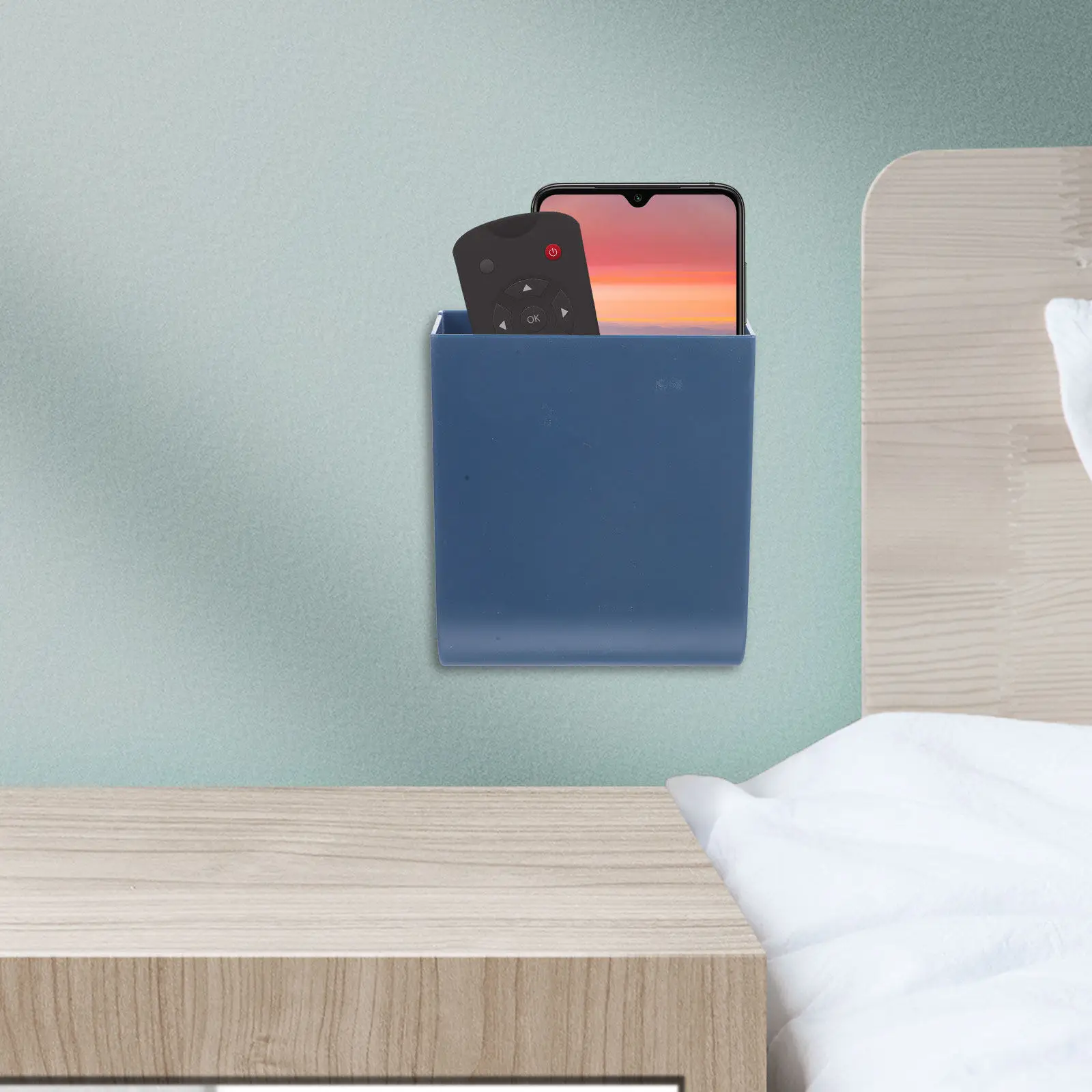2Pcs Wall Mount Pen Holder Wall Mounted Phone Holder for Bedroom Office Adhesive Smartphone Bracket Space Saving Desktop