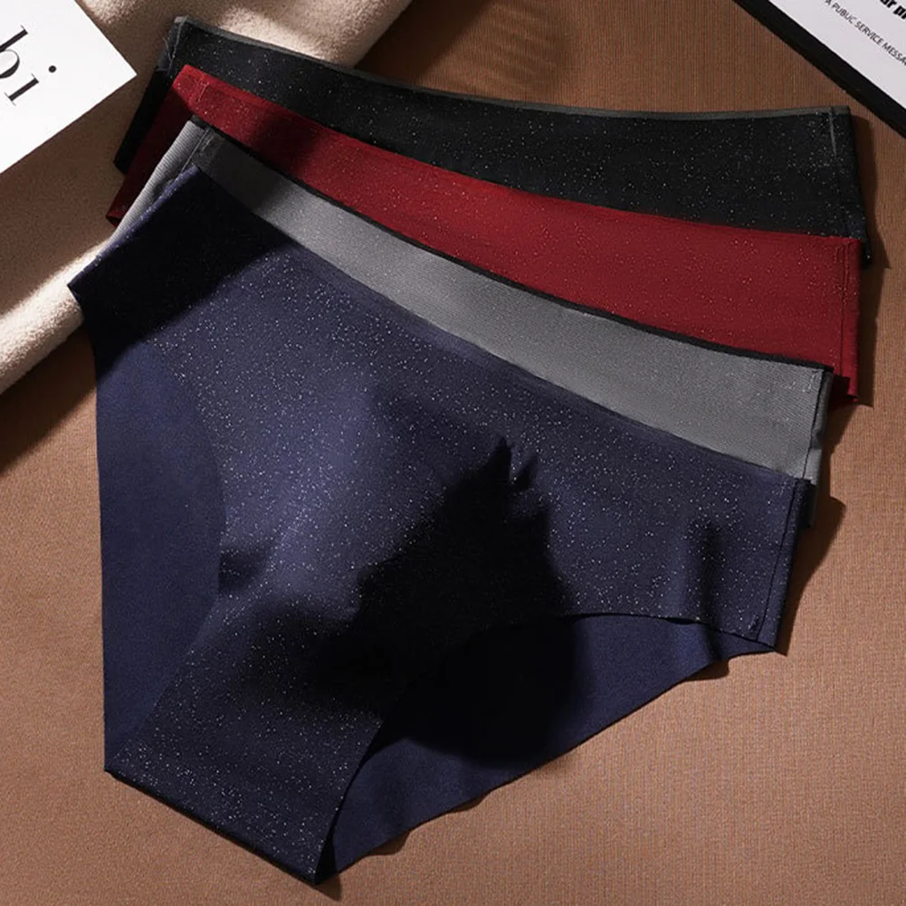 Men Glitter Seamless High Stretch Briefs Underwear Comfortable Middle Waist Breathable U-Pouch Panties For Man Youth