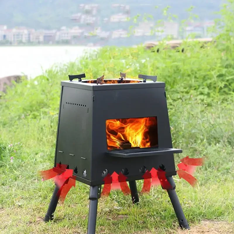 Poêle à bois pliable, réchaud de camping portable, survie en plein air