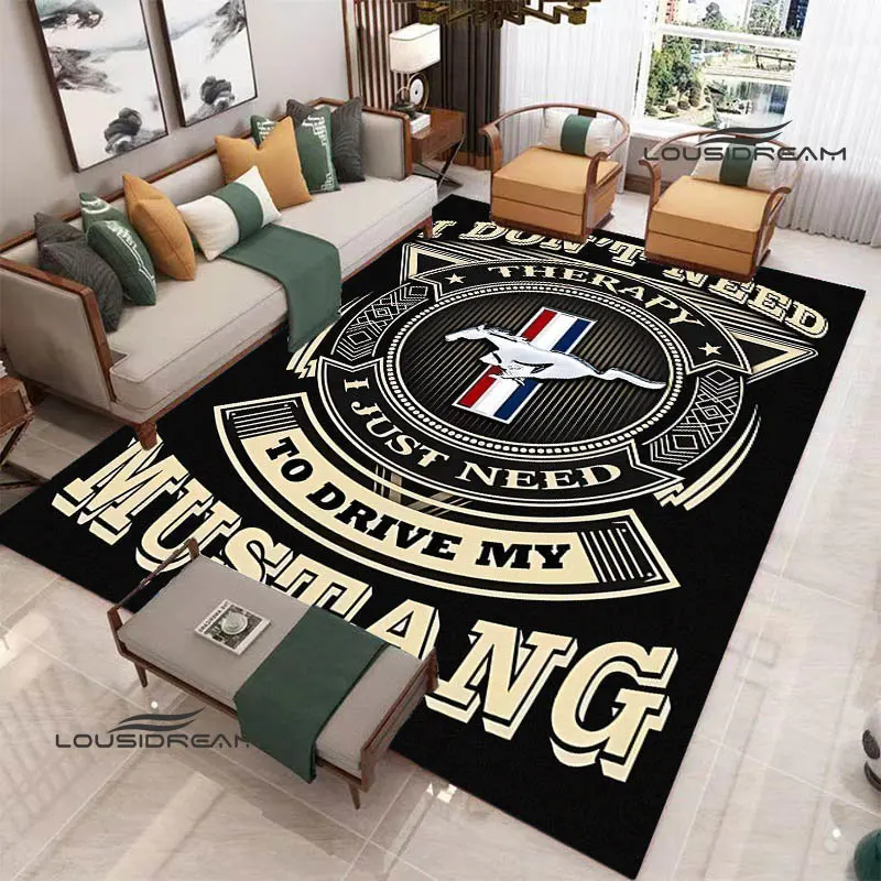 Mustang car logo printed carpet non -slip carpet area rug bedroom decor Outdoor carpet Yoga mats birthday gift