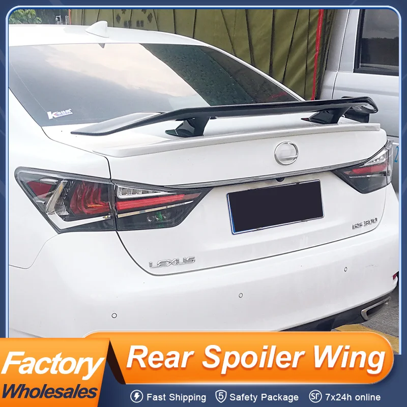 

For Lexus GS Series GS250 300 350 2011-15 Rear Trunk Lid Car Spoiler Wing Universal Fitment ABS Black Carbon Color Accessories
