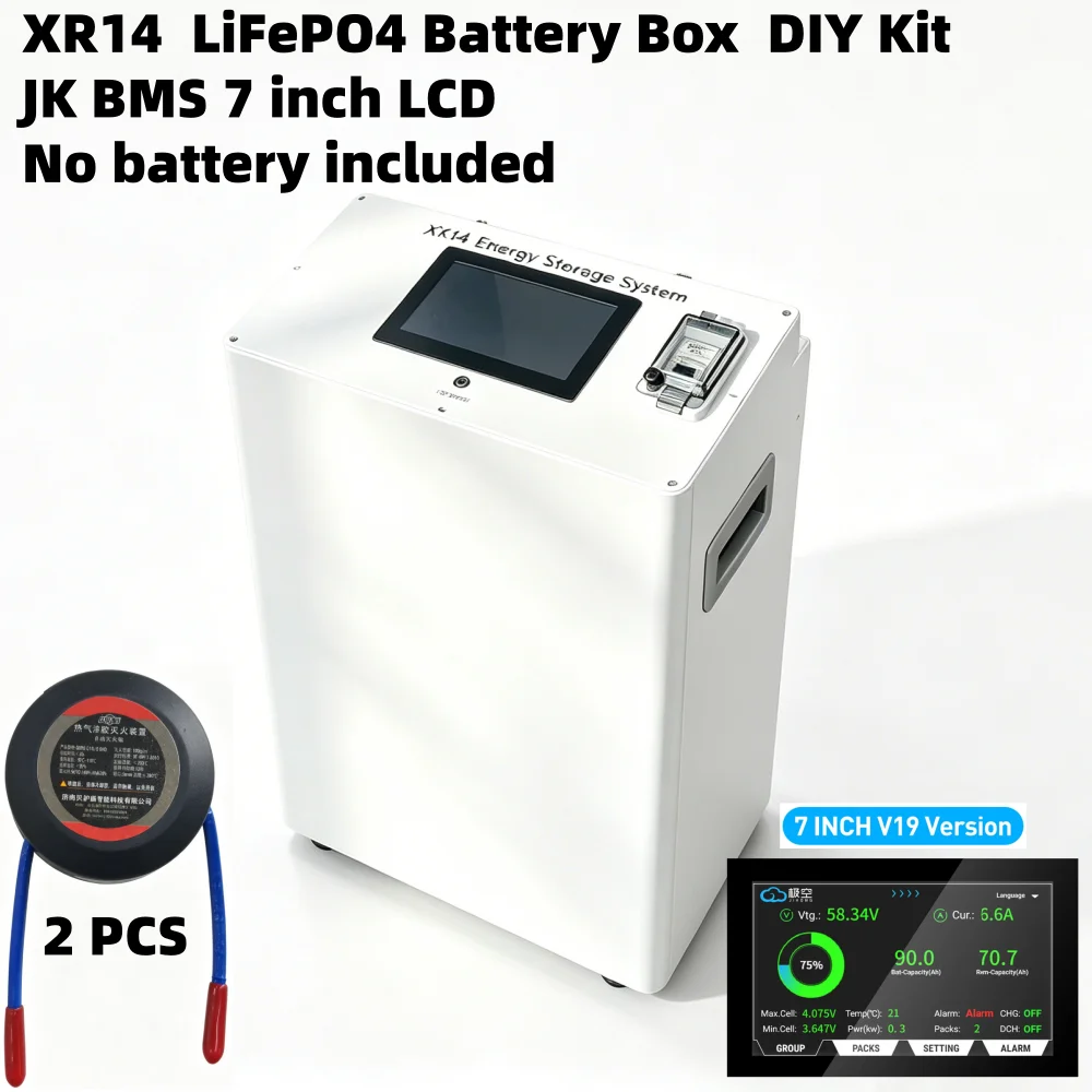 Kit DIY de boîtier de batterie Lifepo4 XR14 avec écran LCD 7 pouces, onduleur JK et BMS pour batteries EVE CATL 280Ah, MB314Ah, 320Ah