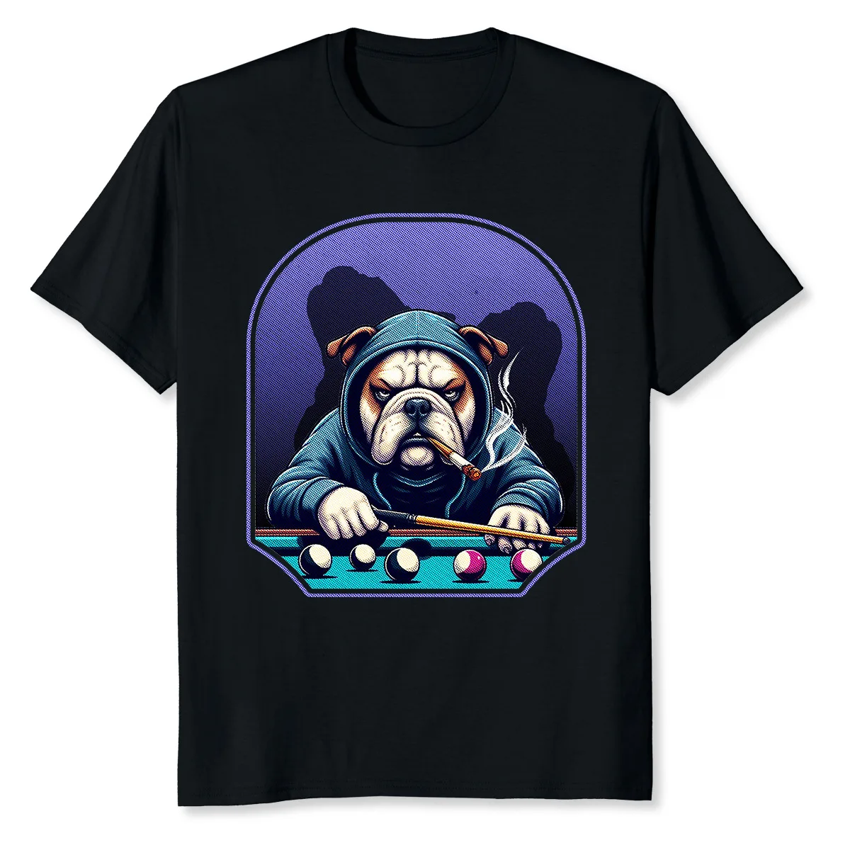 재미있는 당구 티셔츠, 불독 당구