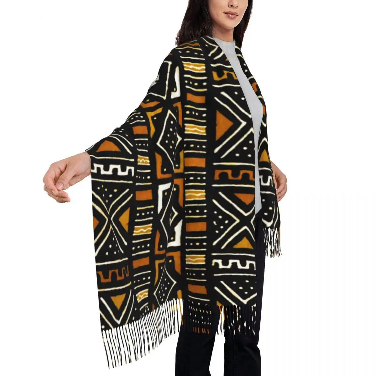 Custom Printed African Bogolan Scarf Men Women Winter Fall Warm Scarves Africa Ethnic Tribal Art Shawl Wrap