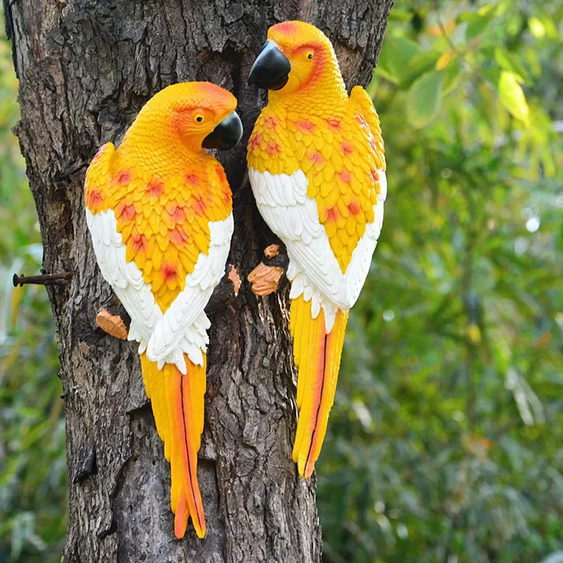 Symulacja papuga statua ścienna ogrodowa dekoracje na choinkę zwierząt rzeźba Home Office Garden Ornament dekoracyjny