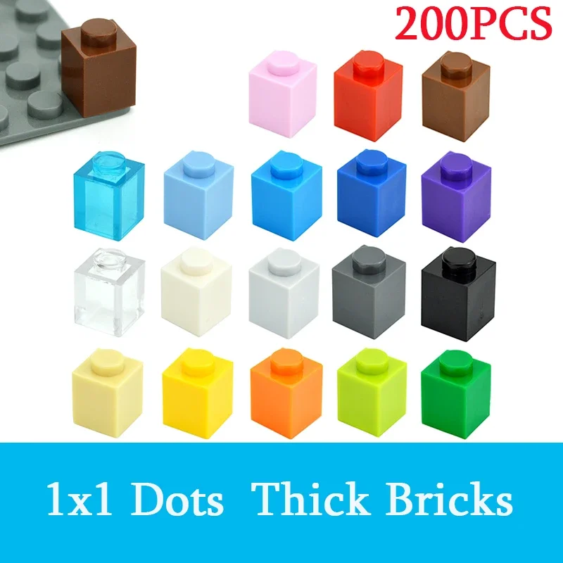 DIY 1x1 Dots Bouwstenen 200 STKS Dikke Figuren Bricks Maat 1*1 Dot Compatibel met 3005 Educatief Creatief Speelgoed voor Kinderen