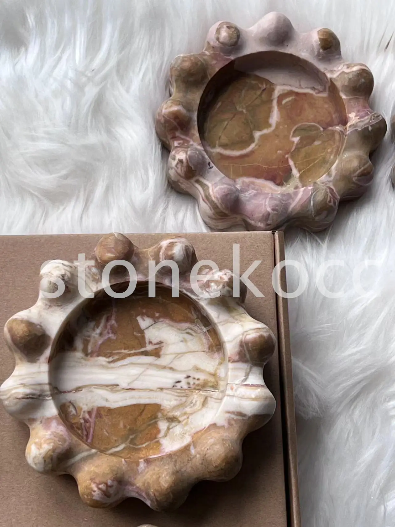 Scalloped jewelry perfume tray Calacatta violet Tray Serving Cachall Marble Tray Luxury Stone Dish