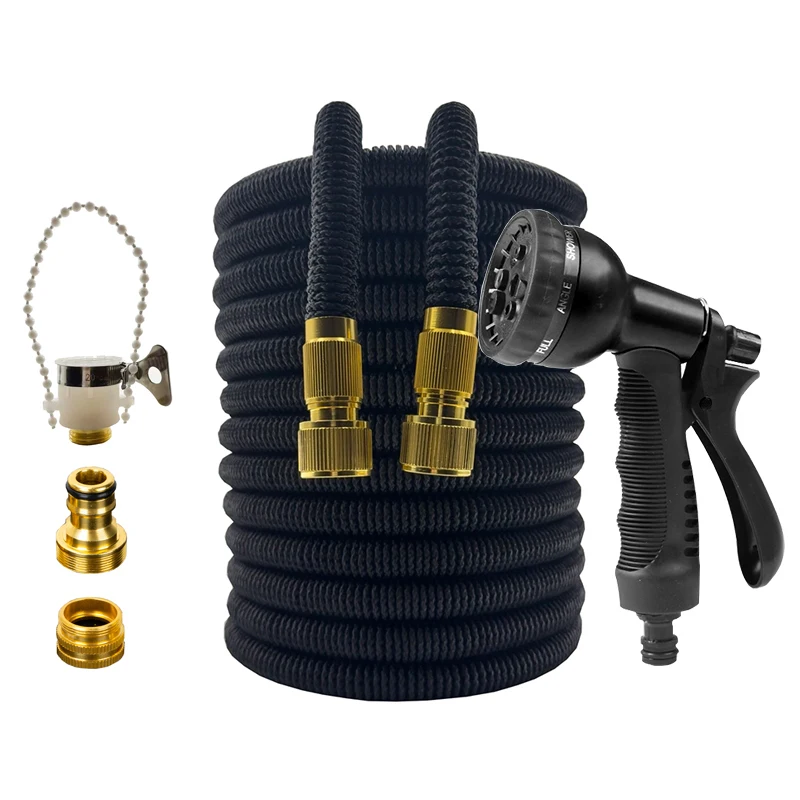 

Гибкая садовая и расширяемая двухцветная волшебная шланг-рукава для полива 25-125 футов с пистолетом высокого давления для мойки автомобилей и орошения