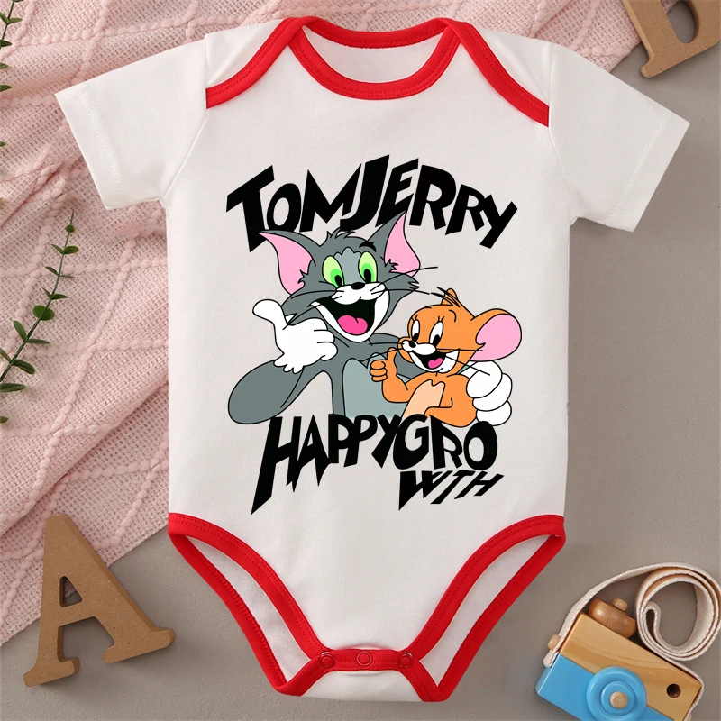 

MINISO Том и Джерри с принтом 100% хлопок, мягкая детская одежда, комбинезон, комбинезон, боди для новорожденных 0-12 месяцев, лучший подарок для ребенка