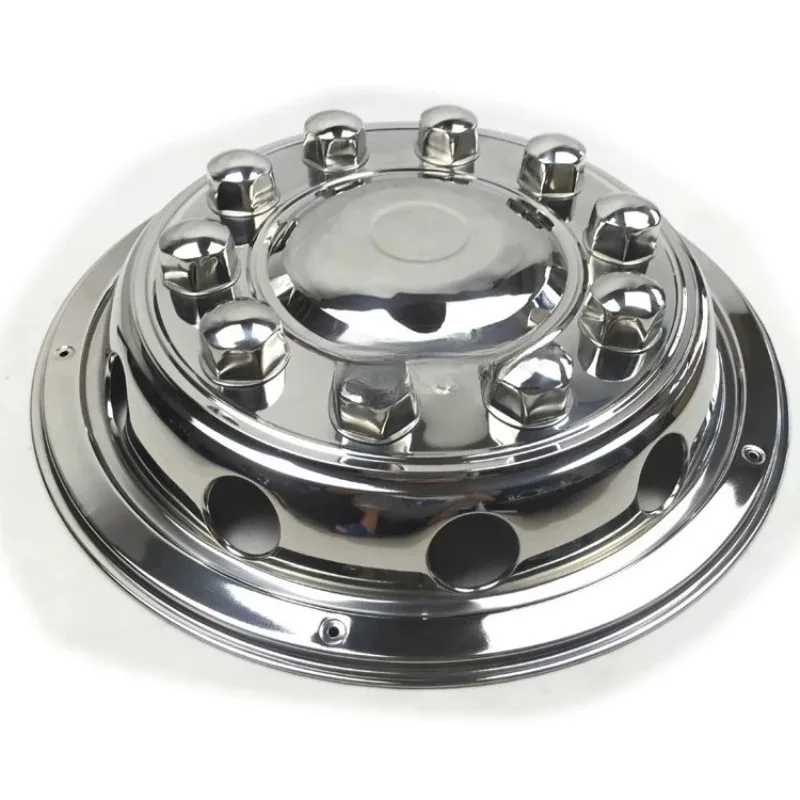 Wheel Hub Cover 10 Holes 22.5 Inch Full Enclosed Stainless Steel Decorative Auto Parts For Bus Truck Modification Upgrade