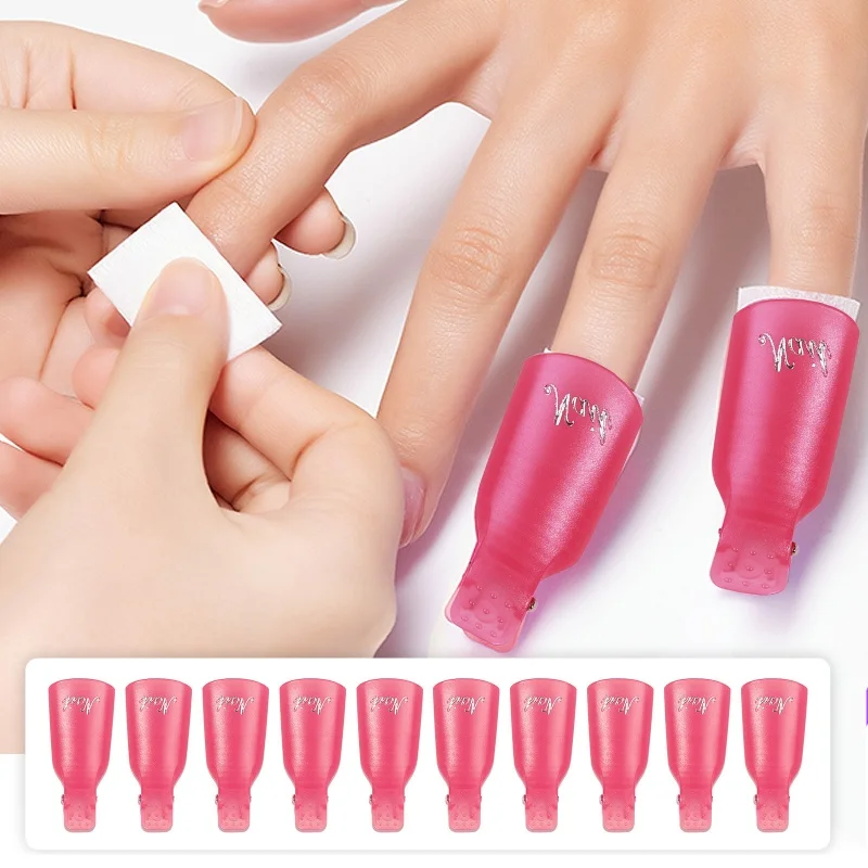 10pcs/bag Nail Acrylic Removal Clip for Remove UV LED Gel Polish Purple Pink Manicure Tools Nail Supplies for Professionals
