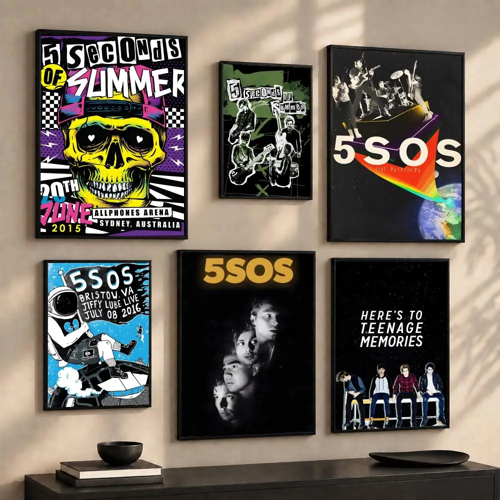 Pop Band 5 S-Seconds Of Summer  Painting Calligraphy Canvas Wall Art Prints for Living Room Bedroom Home Decor Gift