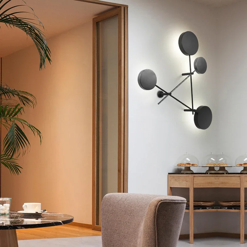 Modern Industry Round Wall Lamps Bedroom Bedside Lamp Led Wall Sconce Light Fixtures Black Iron Luminaire Indoor Loft Home